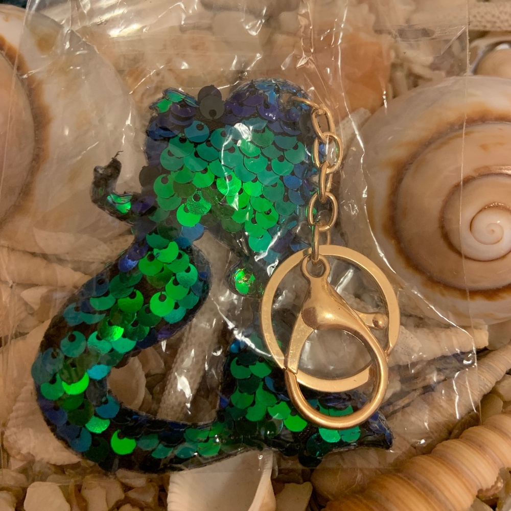Mermaid Puffy sequin keychain/bag charm